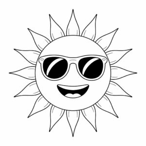 kleurplaat zon zee strand