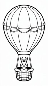 Ausmalbilder Tiere im Ballonkorb gratis zum Download