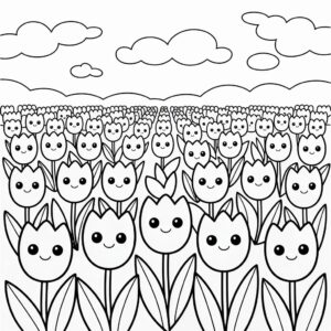 Campo di tulipani colorare