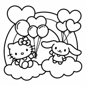 coloriage hello kitty et cinnamoroll