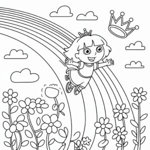 Dora en de Regenboog Kleurplaat