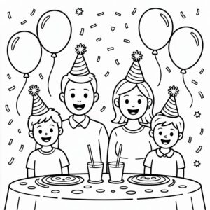 Download Nieuwjaarsfeest met Familie kleurplaat