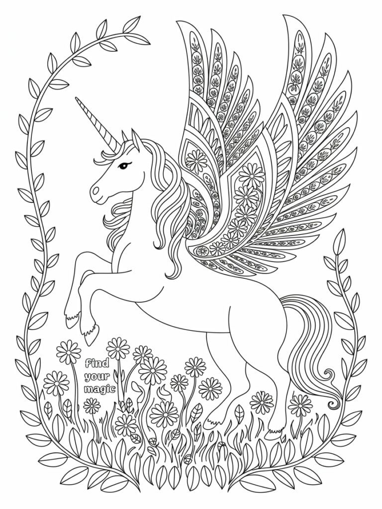 Flower Unicorn Coloring Page