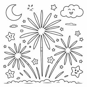 Gratis Vuurwerkfeest kleurplaten