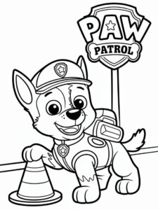 Paw Patrol Chase Logo Pose Coloring Page