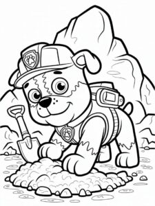 Paw Patrol Rubble Digging Adventure Coloring Page