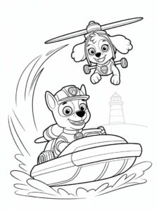 Paw Patrol Zuma and Skye Ocean Adventure Coloring Page