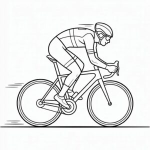 Racefiets in actie kleurplaat PDF gratis