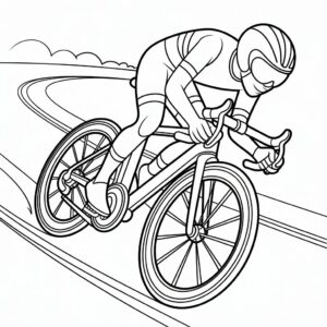 Racefiets in actie printversie zwart-wit