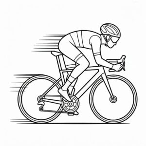 Racefiets in actie te downloaden kleurplaat