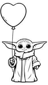 Schattige Baby Yoda kleurplaat voor kinderen
