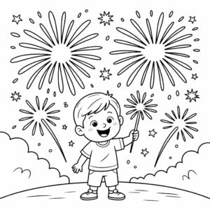 Vuurwerkfeest kleurplaat PDF