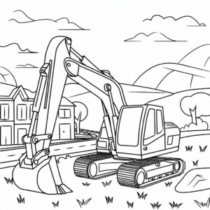 afbeelding tekening graafmachine