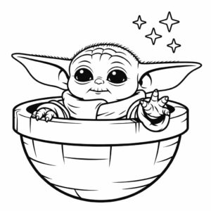 baby yoda kleurplaat cute