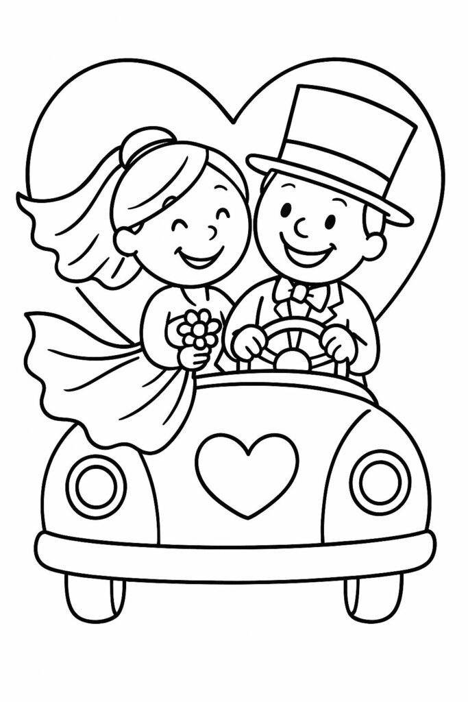 bruidspaar kleurplaat trouwen