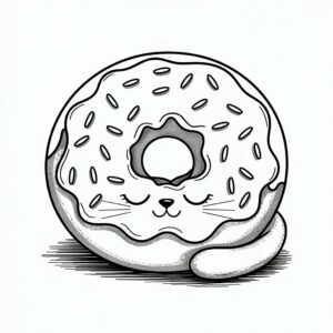dieren met donuts kleurplaat