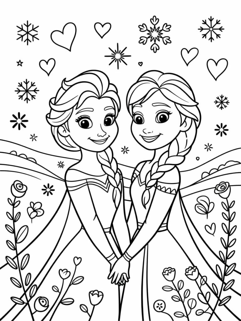 elsa and anna coloring book