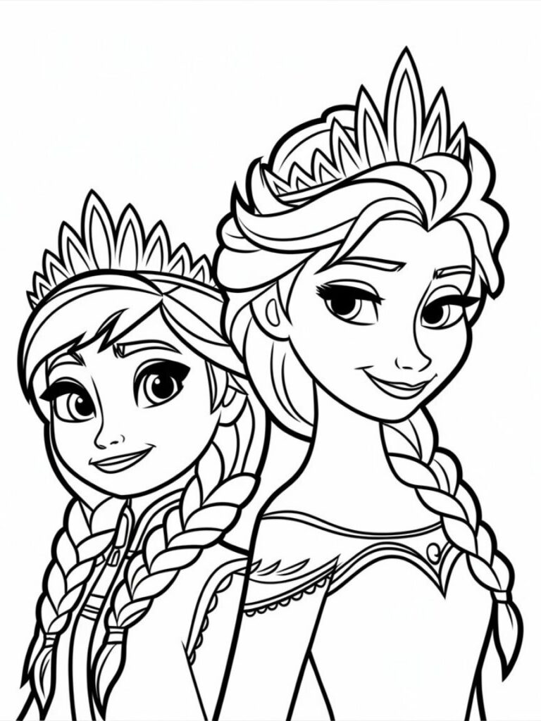 elsa and anna coloring sheet