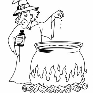 heks op bezem tekenen