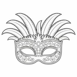 kleurplaat carnaval maskers