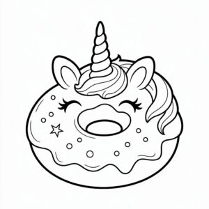 kleurplaat donut unicorn
