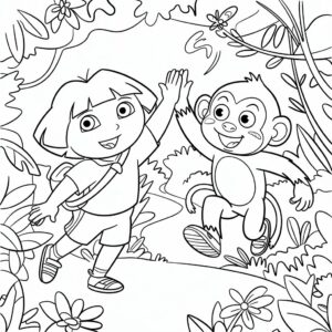 kleurplaat dora en boots