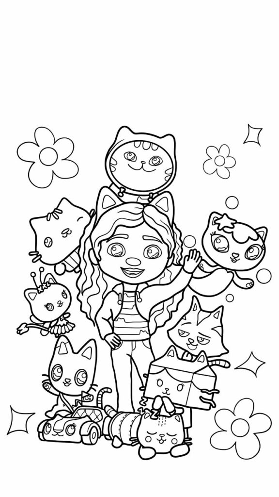 gabby's dollhouse coloring sheets