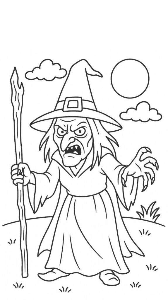 printable witch coloring pages