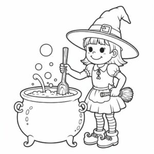 kleurplaat heks op bezem