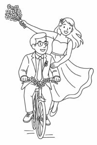 kleurplaat trouwen juf