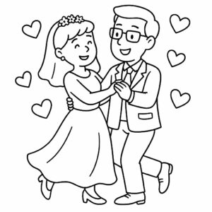 kleurplaat trouwen printen