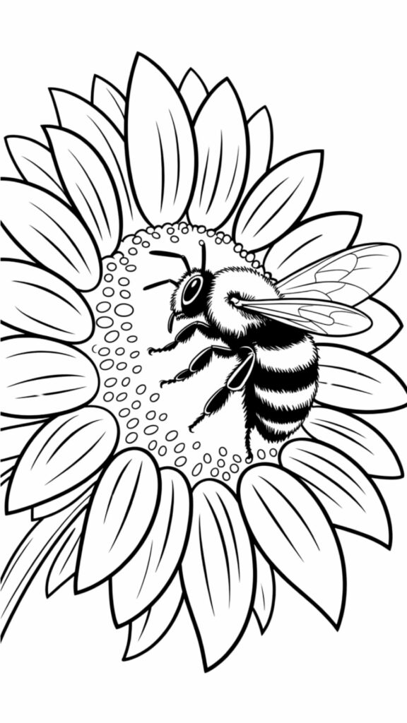 kleurplaat van een bij