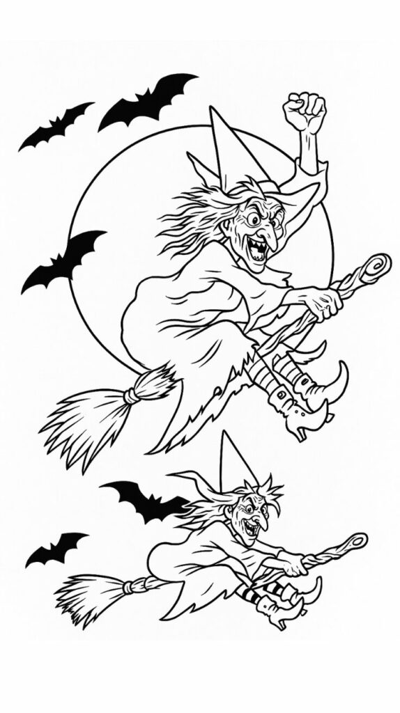 coloring page witch hat