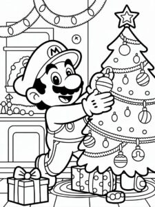 mario christmas coloring sheet