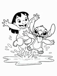 stitch and angel coloring sheet