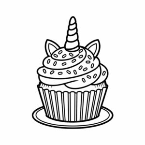 kleurplaat cupcake eenhoorn