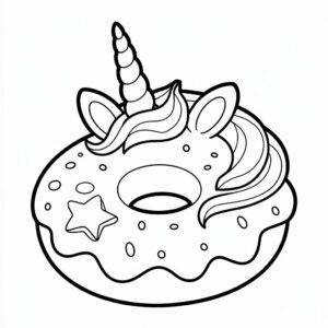 unicorn donut kleurplaat