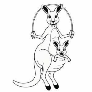 Ausmalbild Känguru mit Baby im Beutel