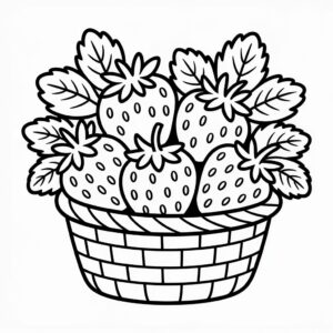 Cesto di fragole pagina da colorare gratuita