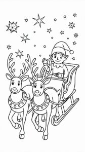 Download kerstelf met rendieren kleurplaat