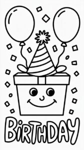 Descarga este regalo de cumpleaños para colorear