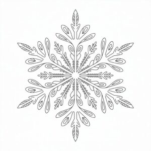 Downloadbare kleurplaat – gedetailleerde sneeuwvlok voor oudere kinderen