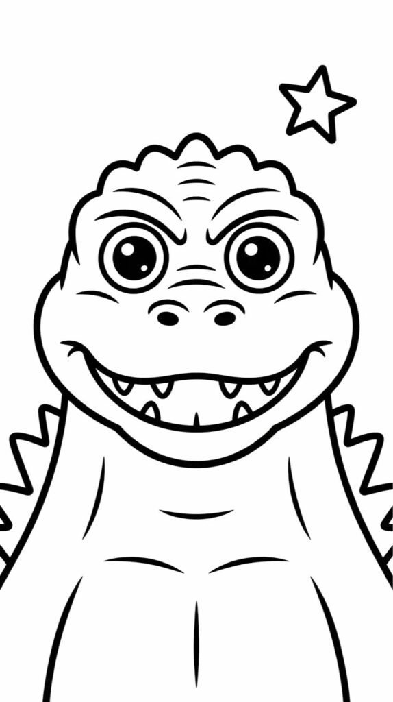 Een Afbeelding Van Cartoon Godzilla Kleurplaat