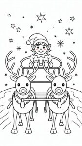 Elf met rendieren inkleuren – gratis te downloaden