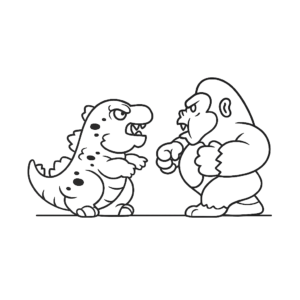 Free Coloring Sheet_ Godzilla kämpft gegen Kong – jetzt ausdrucken