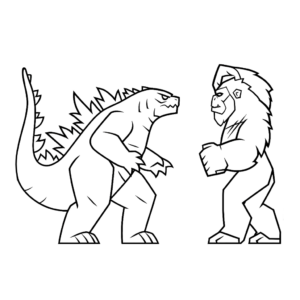 Godzilla vs. Kong – epische Ausmalvorlage als kostenloser PDF-Download
