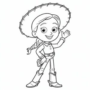 Gratis kleurplaat Jessie met haar rode hoed