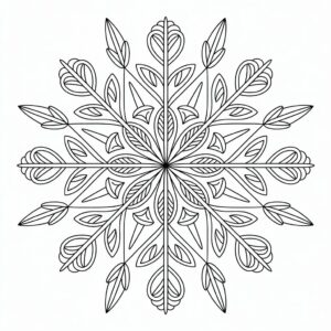Gratis print – ingewikkelde sneeuwvlok om precies in te kleuren