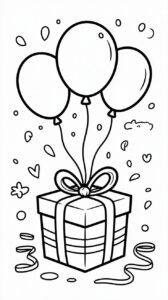 Descarga gratis páginas para colorear de regalo de cumpleaños