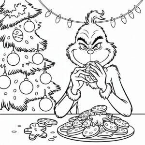 Grinch eet koekjes kleurplaat